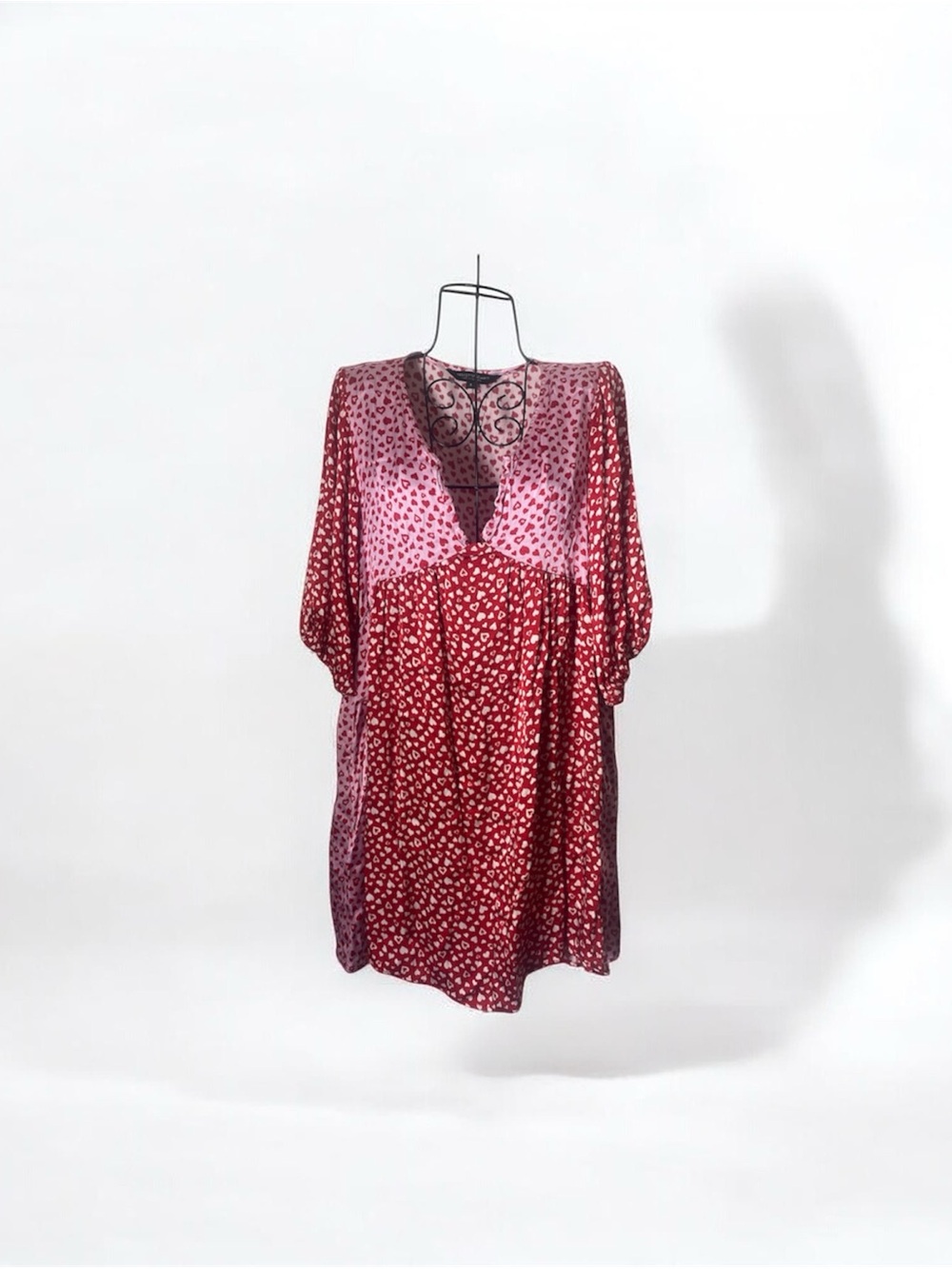 Velvet Heart Red and Pink Printed V-Neck Tunic Dress